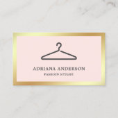 Blush Roze Zwarte Kleding Hanger Mode Stylist Visitekaartje (Voorkant)