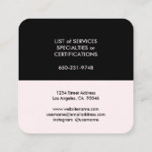 Blush roze zwarte legant minimale moderne grafisch vierkante visitekaartje (Achterkant)