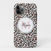 Blush roze zwarte leopard printMonogram Case-Mate iPhone Case (Achterkant)