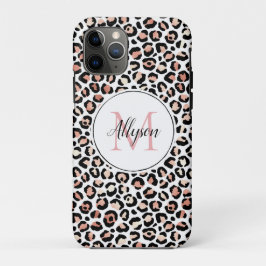 Blush roze zwarte leopard printMonogram Case-Mate iPhone Case