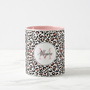 Blush roze zwarte leopard printMonogram           Mok