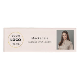 Blush Roze Zwarte Make-up Salon Logo Naambadge