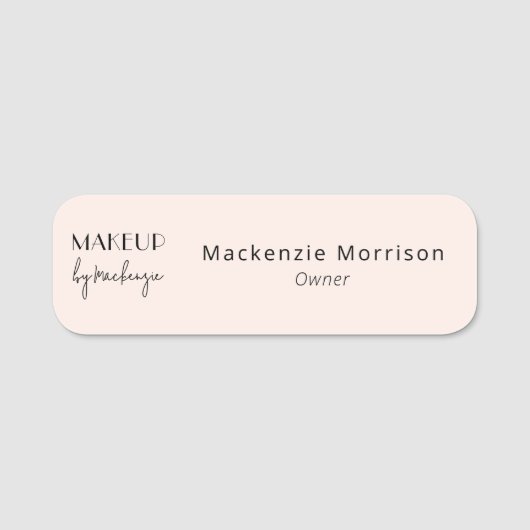 Blush Roze Zwarte Make-up Salon Naamplaatje (Voorkant)