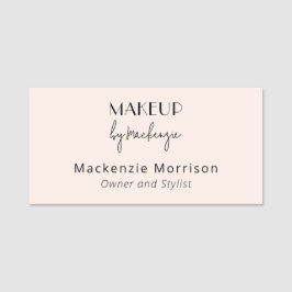 Blush Roze Zwarte Make-up Salon Rechthoek Naamplaatje