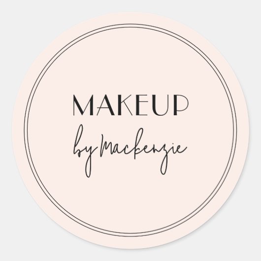 Blush Roze Zwarte Make-up Salon Ronde Sticker (Voorkant)