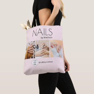 Blush Roze Zwarte Moderne Minimale Nagels 3 Foto Tote Bag
