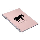 Blush roze zwarte paardennaam notitieboek (Rechterzijde)