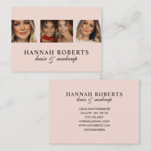 Blush Roze Zwarte Script 3 Foto Haar Make-up Visitekaartje