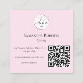 Blush Roze Zwarte Script 3 Foto Logo QR Code Vierkante Visitekaartje (Achterkant)