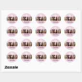 Blush Roze Zwarte Script 3 Foto Make-up Bedankt Ronde Sticker (Vel)
