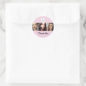 Blush Roze Zwarte Script 3 Foto Make-up Bedankt Ronde Sticker (Tas)