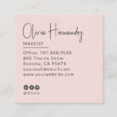 Blush Roze Zwarte Script 3 Foto Make-up Vierkante Visitekaartje (Achterkant)
