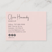 Blush Roze Zwarte Script 3 Foto Make-up  Visitekaartje (Achterkant)
