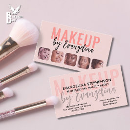 Blush Roze Zwarte Script 5 Foto Make-up Artiest Visitekaartje