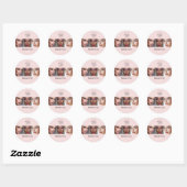 Blush Roze Zwarte Script Foto Bedankt Ronde Sticker (Vel)