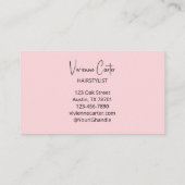 Blush Roze Zwarte Script Foto Haarstylist Visitekaartje (Achterkant)