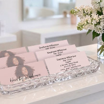 Blush Roze Zwarte Script Foto Kapsalon Bedrijf