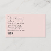 Blush Roze Zwarte Script Foto Make-up Artiest Visitekaartje (Achterkant)