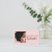 Blush Roze Zwarte Script Foto Make-up Artiest Visitekaartje (Staand voorkant)