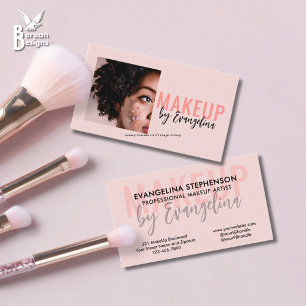 Blush Roze Zwarte Script Foto Make-up Artiest Visitekaartje