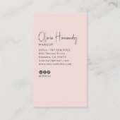 Blush Roze Zwarte Script Foto Make-up Artiest Visitekaartje (Achterkant)