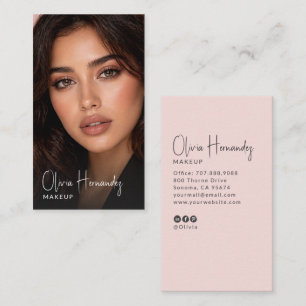 Blush Roze Zwarte Script Foto Make-up Artiest Visitekaartje