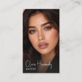 Blush Roze Zwarte Script Foto Make-up Artiest Visitekaartje (Voorkant)