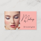Blush Roze Zwarte Script Foto Make-up Bedrijf  Visitekaartje (Voorkant)