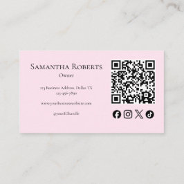 Blush Roze Zwarte Script Foto Make-up Contactkaartje