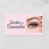 Blush Roze Zwarte Script Foto Make-up Contactkaartje (Voorkant)