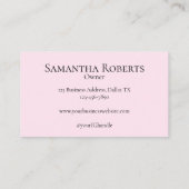 Blush Roze Zwarte Script Foto Make-up Contactkaartje (Achterkant)