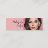 Blush Roze Zwarte Script Foto Make-up Mini Visitekaartje (Voorkant)