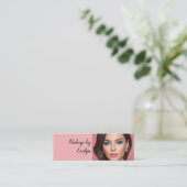 Blush Roze Zwarte Script Foto Make-up Mini Visitekaartje (Staand voorkant)