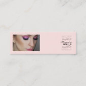 Blush Roze Zwarte Script Foto Make-up Mini Visitekaartje (Voorkant)