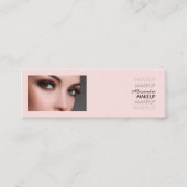 Blush Roze Zwarte Script Foto Make-up  Mini Visitekaartje (Voorkant)