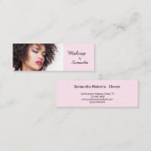 Blush Roze Zwarte Script Foto Make-up Mini Visitekaartje (Voorkant / Achterkant)