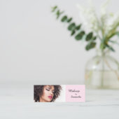 Blush Roze Zwarte Script Foto Make-up Mini Visitekaartje (Staand voorkant)