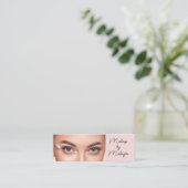 Blush Roze Zwarte Script Foto Make-up Mini Visitekaartje (Staand voorkant)