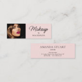 Blush Roze Zwarte Script Foto Make-up Mini Visitekaartje (Voorkant / Achterkant)