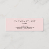 Blush Roze Zwarte Script Foto Make-up Mini Visitekaartje (Achterkant)