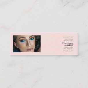 Blush Roze Zwarte Script Foto Make-up Mini Visitekaartje