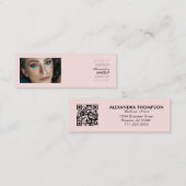 Blush Roze Zwarte Script Foto Make-up Mini Visitekaartje (Voorkant / Achterkant)