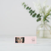 Blush Roze Zwarte Script Foto Make-up Mini Visitekaartje (Staand voorkant)