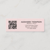 Blush Roze Zwarte Script Foto Make-up Mini Visitekaartje (Achterkant)
