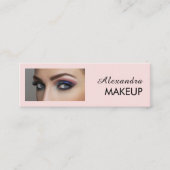 Blush Roze Zwarte Script Foto Make-up Mini Visitekaartje (Voorkant)