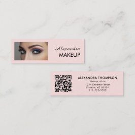 Blush Roze Zwarte Script Foto Make-up Mini Visitekaartje
