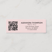 Blush Roze Zwarte Script Foto Make-up Mini Visitekaartje (Achterkant)