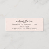 Blush Roze Zwarte Script Foto Make-up Mini Visitekaartje (Achterkant)