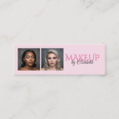 Blush Roze Zwarte Script Foto Make-up Mini Visitekaartje (Voorkant)