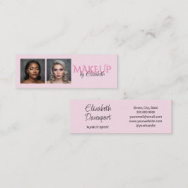 Blush Roze Zwarte Script Foto Make-up Mini Visitekaartje